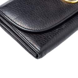 Pre Owned Gucci Black Leather Flap 1973 Continental Wallet