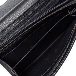 Pre Owned Gucci Black Leather Flap 1973 Continental Wallet
