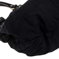 Pre Owned Gucci Black GG Canvas and Leather Pelham Studded Hobo