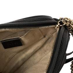 Pre Owned حقيبة كروس غوتشي سوهو ديسكو صغيرة سلسلة جلد أسود