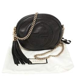 Pre Owned حقيبة كروس غوتشي سوهو ديسكو صغيرة سلسلة جلد أسود