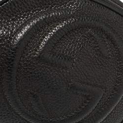 Pre Owned حقيبة كروس غوتشي سوهو ديسكو صغيرة سلسلة جلد أسود