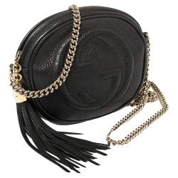 Pre Owned حقيبة كروس غوتشي سوهو ديسكو صغيرة سلسلة جلد أسود