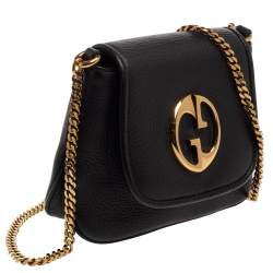 مملوكة مسبقًا حقيبة كروس غوتشي 1973  جلد سوداء بحمالة كتف