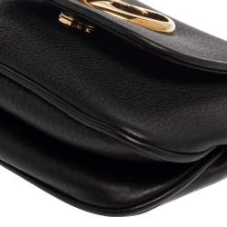 مملوكة مسبقًا حقيبة كروس غوتشي 1973  جلد سوداء بحمالة كتف