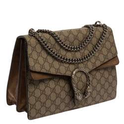 Pre Owned Gucci Beige/Brown GG Supreme Canvas and Suede Medium Dionysus Shoulder Bag