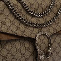 Pre Owned Gucci Beige/Brown GG Supreme Canvas and Suede Medium Dionysus Shoulder Bag