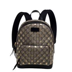 Gucci Backpack GG Supreme Gold Bees Small Beige/Ebony/Black in  Canvas/Leather with Gold-tone - US