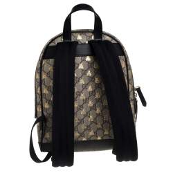 Pre Owned Gucci Beige/Black GG Supreme Canvas and Leather Bees Backpack