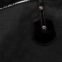 Pre Owned Gucci Black GG Canvas and Patent Leather Jolie Tote