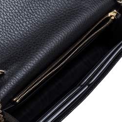 مملوكة مسبقًا Gucci Black Leather Interlocking G Wallet on Chain