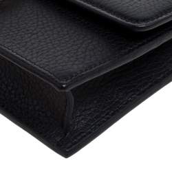 مملوكة مسبقًا Gucci Black Leather Interlocking G Wallet on Chain