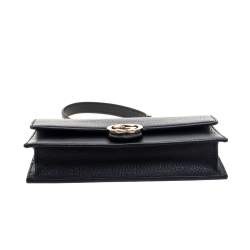 مملوكة مسبقًا Gucci Black Leather Interlocking G Wallet on Chain