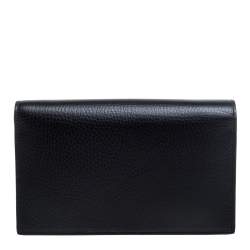 مملوكة مسبقًا Gucci Black Leather Interlocking G Wallet on Chain