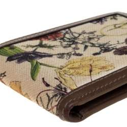 مملوكة مسبقًا Gucci Multicolor Flora Print Canvas and Leather Bifold Wallet