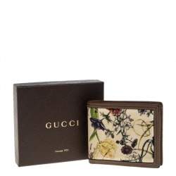 مملوكة مسبقًا Gucci Multicolor Flora Print Canvas and Leather Bifold Wallet