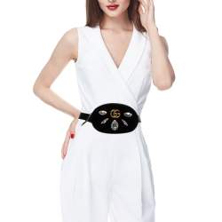 مملوكة مسبقًا حقيبة حزام غوتشي جي جي مارمونت جلد مبطنة سوداء