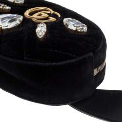 مملوكة مسبقًا حقيبة حزام غوتشي جي جي مارمونت جلد مبطنة سوداء