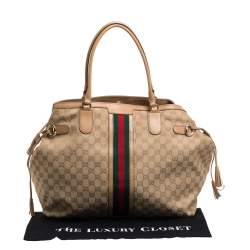 Pre Owned حقيبة يد غوتشي ويب جلد وكانفاس جي جي بيج