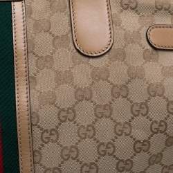 Pre Owned حقيبة يد غوتشي ويب جلد وكانفاس جي جي بيج
