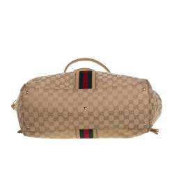 Pre Owned حقيبة يد غوتشي ويب جلد وكانفاس جي جي بيج