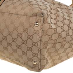 Pre Owned حقيبة يد غوتشي ويب جلد وكانفاس جي جي بيج