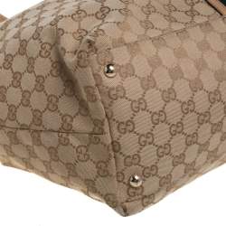 Pre Owned حقيبة يد غوتشي ويب جلد وكانفاس جي جي بيج