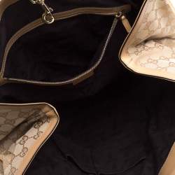 Pre Owned حقيبة يد غوتشي ويب جلد وكانفاس جي جي بيج