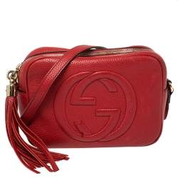 Pre Owned Gucci Red Leather Soho Disco Shoulder Bag