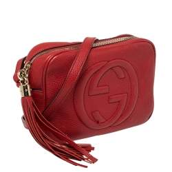 Pre Owned Gucci Red Leather Soho Disco Shoulder Bag