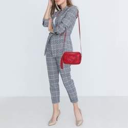 Pre Owned Gucci Red Leather Soho Disco Shoulder Bag