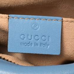 Pre Owned حقيبة كروس غوتشي مارمونت جي جي صغيرة جلد ماتيلاس أزرق