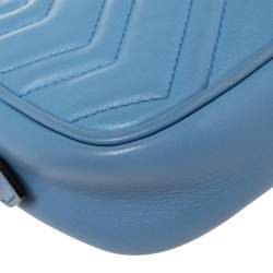 Pre Owned حقيبة كروس غوتشي مارمونت جي جي صغيرة جلد ماتيلاس أزرق