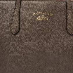 Pre Owned حقيبة غوتشي سوينغ جلد بني صغيرة