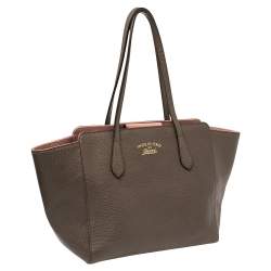 Pre Owned حقيبة غوتشي سوينغ جلد بني صغيرة