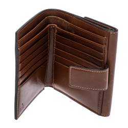 مملوكة مسبقًا Gucci Beige/Brown Supreme Canvas and Leather French Flap Wallet