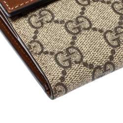 مملوكة مسبقًا Gucci Beige/Brown Supreme Canvas and Leather French Flap Wallet