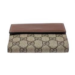 مملوكة مسبقًا Gucci Beige/Brown Supreme Canvas and Leather French Flap Wallet