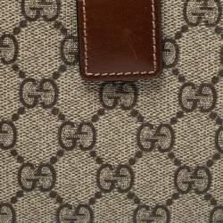 مملوكة مسبقًا Gucci Beige/Brown Supreme Canvas and Leather French Flap Wallet