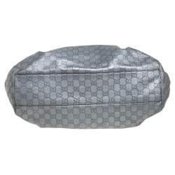 Pre Owned Gucci Metallic Silver Guccissima Leather Large Sukey Tote