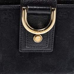 Gucci Black GG Canvas and Leather D Ring Compact Wallet