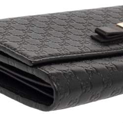 Gucci Black Microguccissima Leather Bow Flap Continental Wallet