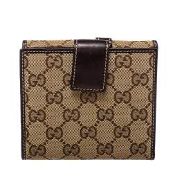 Gucci Beige/Brown GG Canvas and Leather Compact Wallet