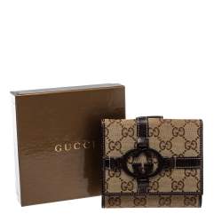 Gucci Beige/Brown GG Canvas and Leather Compact Wallet