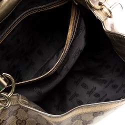 Pre Owned حقيبة هوبو غوتشى إندى بابوسكا متوسطة جلد وكانفاس كريستال ذهبية