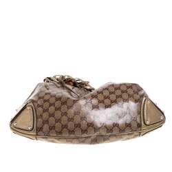 Pre Owned حقيبة هوبو غوتشى إندى بابوسكا متوسطة جلد وكانفاس كريستال ذهبية