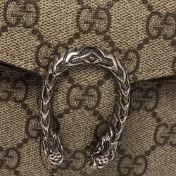 Pre Owned Gucci Beige GG Supreme Canvas and Suede Super Mini Dionysus Shoulder Bag