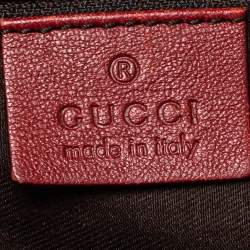 Pre Owned Gucci Maroon/Beige GG Canvas and Leather Medium Sukey Tote 