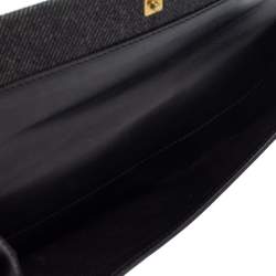 Pre Owned محفظة كونتيننتال غوتشي دينم أسود وجلد بالقلاب والشعار