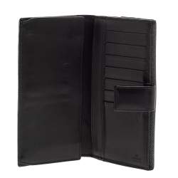 Pre Owned محفظة كونتيننتال غوتشي دينم أسود وجلد بالقلاب والشعار